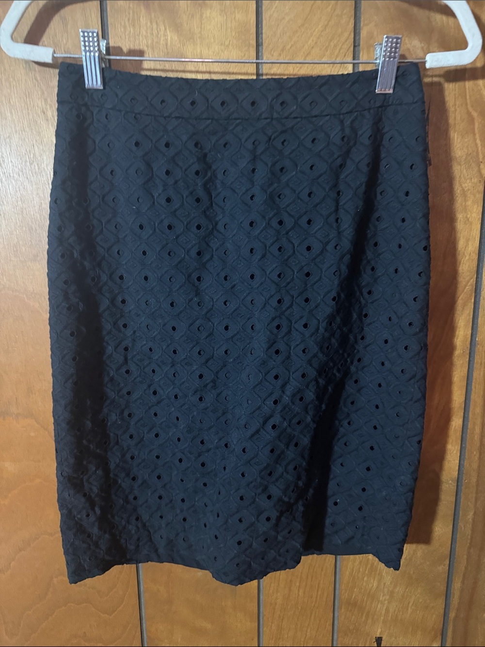 LOFT Black Eyelet Pencil Skirt